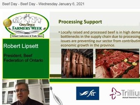 Rob Lipsett, president of the Beef Farmers of Ontario, speaks during the Grey Bruce Farmers Week virtual conference and trade show on Wednesday.