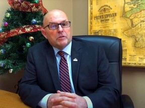 Prince Edward County  Mayor Steve Ferguson appears in a New Year's video posted online Friday.