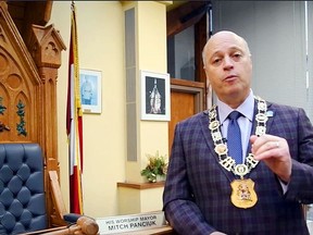 Belleville Mayor Mitch Panciuk speaks in this still image from his New Year's address video.