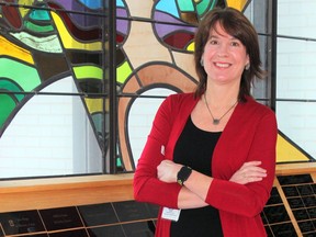 Stacey Daub, above at Belleville General Hospital on Tuesday, is QHC's new president and chief executive officer.
