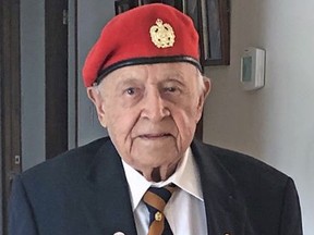 Austin Fuller, 99, is the last surviving World Warr II veteran of the Mohawks of the Bay of Quinte-Tyendinaga Mohawk Territory. On Friday during virtual meeting with Prime Minister Justin Trudeau, Veteran Affairs Minister Lawrence MacAuley and Bay of Quinte MP Neil Ellis, Fuller was presented with the Victory Pin and certificates for his service to his country. SUBMITTED PHOTO