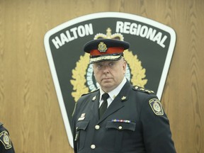 Former Belleville Police Cheif Steve Tanner, now the chief of Halton Regional Police, has apologized for travelling to Florida during the pandemic. Oakville Mayor Rob Burton has since resigned as chairman of the Halton police board for originally having no objection to Tanner leaving the country. VERONICA HENRI/POSTMEDIA NETWORK