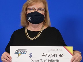 Belleville's Susan Joyce got struck by Lightning Lotto January 12 when she won $433,813.80 in OLG's Lightning Lotto at College Huskey on North Front Street. OLG PHOTO