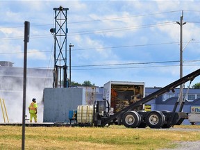 A work crew from Landshark Drilling carrjed out environmental testing on the former Ben Bleecker site in July on behalf of a prospective purchaser at the time who had made a conditional offer on the property to the City of Belleville. DEREK BALDWIN FILE PHOTO