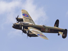 The Canadian Warplane Heritage Museum's Avro Lancaster bomber conducts a flypast during the 2019 Community Charity Airshow in Brantford. Organzers have cancelled the 2021 edition of the airshow due to the pandemic.