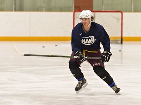 Isaac Hoekman of the St. George Ravens skates during a practice in December. The junor hockey team has announced it will not play this season because of the pandemic.