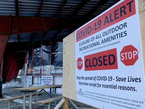 A sign informs people the Rotary Rink is closed on New Year's Day. Brockville started 2021 under a provincewide lockdown due to COVID-19. (RONALD ZAJAC/The Recorder and Times)