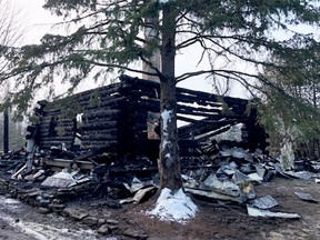 Provincial police provided this image from the scene of a house fire in North Grenville on Sunday evening. (SUBMITTED PHOTO)