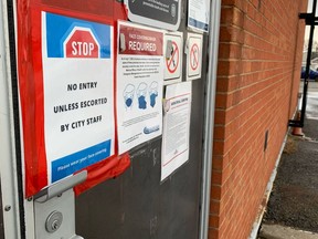 Entrance to the arena portion of the Brockville Memorial Centre, which is closed as a result of the province's COVID-related lockdown.
Ron Zajac/The Recorder and Times