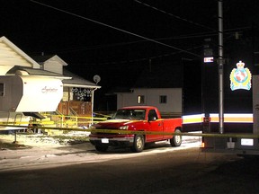 The Chatham-Kent police major crime unit was on scene investigating a shooting in Chatham that occurred in the early evening of Jan. 26, 2021 on Harvey Street near Lacroix Street. (Ellwood Shreve/Chatham Daily News)