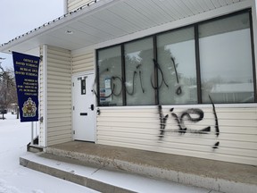 MP David Yurdiga's Cold Lake office was vandalized on Jan. 4. PHOTO: TANYA BOUDREAU