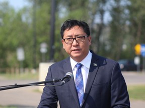 Tany Yao, UCP MLA for Fort McMurray-Wood Buffalo, speaks at the park bench dedication to victims and survivors of crime in Snye Park on May 31, 2019. Laura Beamish/Fort Mcmurray Today/Postmedia Network ORG XMIT: POS1907241732112083 ORG XMIT: POS2007141422008341 ORG XMIT: POS2008111816054086