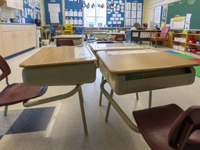 An empty classroom in London. (File photo)