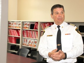 Pembroke Fire Chief Dan Herback led a tour of the new fire hall Oct. 17, 2018, including this room which is designated to house files. Herback has announced his retirement effective April 30.
