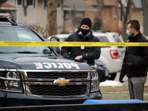 Sarnia police are investigating a homicide on Sunday January 10, 2021 in Sarnia, Ont.  (Paul Morden/Sarnia Observer)