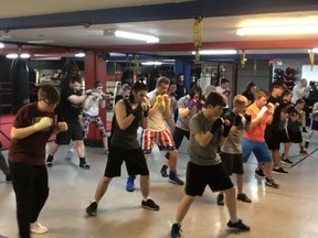 The Boxing Club in Spruce Grove is one of many fitness facilities in the area that has been hit hard by the ongoing pandemic. A class is seen here working out prior to the pandemic. Submitted photo