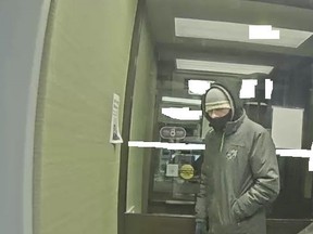 At about 7 p.m., on Dec. 30 police were called to a bank machine in downtown Elliot Lake. A person had completed a cash withdrawal and was robbed immediately after. Police are searching for this subject.. Police handout