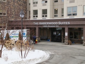 The Amberwood Suites on Regent Street in Sudbury. A sixth COVID-19 death has now been reported among residents of the facility.