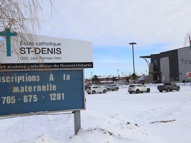 Ecole St-Denis in Sudbury, Ont. will remain closed until Friday, January 29, 2021 because of a COVID-19 outbreak declared at the school by Public Health Sudbury and Districts. Conseil scolaire catholique Nouvelon said in a release that "students are expected to resume their in-class learning on Monday, February 1." John Lappa/Sudbury Star/Postmedia Network