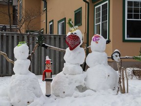 This snowman in Sudbury, Ont. is following at least one  COVID-19 protocol on Monday January 18, 2021