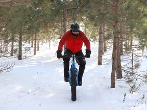 Brad Lefebvre rides a fat bike on one of the bike trails at Kivi Park in Sudbury, Ont. on Friday January 22, 2021.