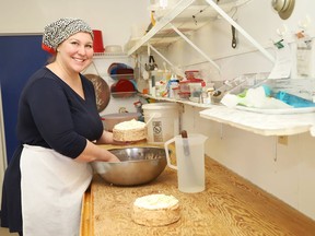 Erika Laakso Caron, of Leinala's Bakery in Sudbury, Ont., puts the finishing touches on a cake on Tuesday January 26, 2021. The local business is celebrating 60 years in February. The business was established in 1961 on Antwerp Street by Caron's grandparents, Elli and Arvi Leinala. Most everything made at the bakery features ingredients from Elli Leinala's recipes which have no preservatives. The bakery is owned by Erika's parents, Mark and Marjaana Laakso.