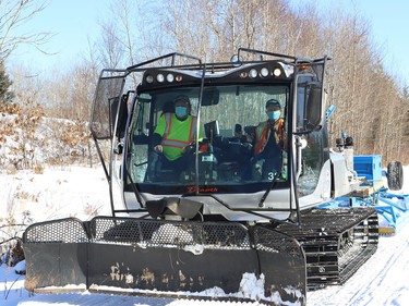 A snow trail groomer grooms the snowmobile trail system in Naughton, Ont. on Wednesday January 27, 2021. The Sudbury Trail Plan Association, which is comprised of snowmobile clubs within the Greater Sudbury area, is responsible for grooming operations on behalf of it's member clubs. John Lappa/Sudbury Star/Postmedia Network