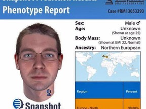 A DNA phenotype report used by Sudbury police in the Renee Sweeney murder case is shown in a handout document. THE CANADIAN PRESS/Greater Sudbury Police Service. Supplied