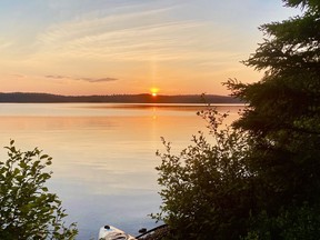 I enjoyed a beautiful sunset on July 1 from my campsite on Wakami Lake. Sadly, driven nearly mad from the bugs, I moved the next morning to the park campground.