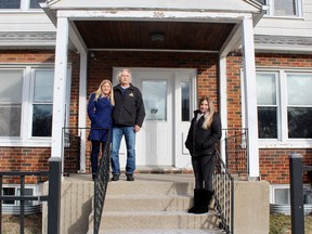 The family of Ryan Hicks stand in front of the newly-opened residential withdrawal management stabilization and transition facility, known as Ryan's House. From left are Laurie, George and Brienne Hicks. Not in the photo is Ryan's other sister, Amanda Lyall.Handout/Sarnia This Week