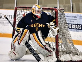 Queen's Gaels goaltender Stephanie Pascal is shown during a game against the Laurentian Voyageurs in Sudbury, Ontario.