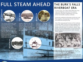 Emily Bond, a member of Burk's Falls downtown development committee, is creating 12 signs for the village highlighting its rich history. One sign depicts how steamboats were critical to the area generations ago.
Supplied by Emily Bond