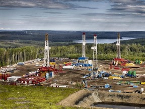 Picture of Seven Generations rigs on a drilling pad from its Montney operations 100 kilometres south of Grande Prairie.  In a deal announced on Wednesday, Seven Generations Energy Ltd. and ARC Resources will join forces to form one of the largest natural gas producers in Canada.