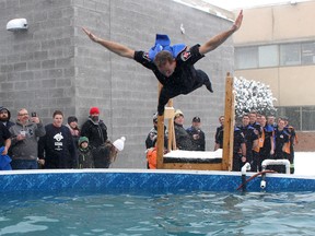 Jason King was among the new recruits with Chatham-Kent Fire and Emergency Services to participate in the second annual Polar Plunge held in Chatham in January 2019. Ellwood Shreve/Postmedia Network