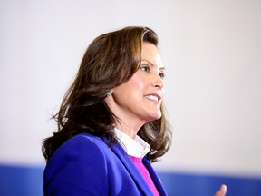 Michigan Governor Gretchen Whitmer speaks during an event with U.S. Democratic presidential candidate Joe Biden (not pictured) in Southfield, Michigan in October 2020. REUTERS/Tom Brenner/File Photo