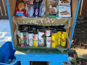 A group of Beaumont residents have taken it upon themselves to repair and revive the Karma Pantry in Centreville Park, allowing those in need to take or those giving to leave a small donation of foodstuffs. (Supplied)