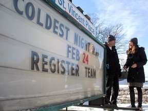 Nat Cicchelli, general manager of St. Vincent Place, and Jennifer Sarlo, chair of Coldest Night of the Year walk, prepare for annual fundraising walk on Thursday, Feb. 22, 2018 in Sault Ste. Marie, Ont. (BRIAN KELLY/THE SAULT STAR/POSTMEDIA NETWORK)