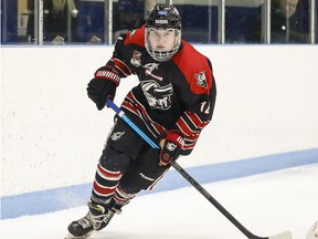 The Timmins Rock have acquired 20-year-old forward Graeme McCrory, shown here in action during an OJHL game at the Centennial Arena in Markham on Feb. 24, 2020, from the Georgetown Raiders in exchange for a player development fee. McCrory will be one of two new players in the Rock lineup when they resume their 2020-21 NOJHL regular season against the Cochrane Crunch. NOJHL action will resume Tuesday, but the dates for the Rock vs. Crunch series have yet to be announced. RAY MacALONEY/OJHL IMAGES