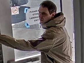Woodstock police released a photo on Friday, Feb. 19 of a suspect wanted in connection with a break and enter. (Woodstock Police Service)
