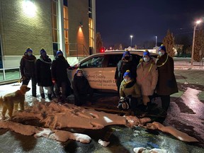 Woodstock's Coldest Night of the Year fundraiser has raised more than $78,000, far exceeding its initial $20,000 goal. More than 220 walkers participated on 44 teams, including the team from the Oxford County Community Health Centre, one of the top fundraising teams. (Oxford County Community Health Centre)