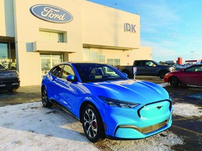 One of the first Ford Mustang Mach-E electric crossovers in the province was ordered by a Leduc customer from DK Ford. (Supplied)