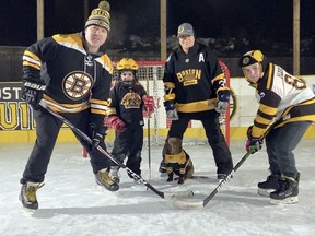 The Frappier family from Val Therese will have their outdoor rink featured before a Bruins-Rangers game Friday night.