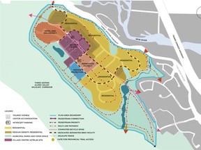 The proposed area structure plans for the TSMV development. A Public Hearing is scheduled for Tuesday, March 9 (and March 10 if necessary) for Council to obtain public feedback on both the Smith Creek and Three Sisters Village Area Structure Plans in Three Sisters. Photo Town of Canmore.