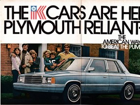 An early magazine ad for the new 1981 Plymouth Reliant. Note how the ad promotes Reliant as “the American way to beat the pump”, an obvious jibe at the wave of fuel-efficient Japanese cars then being sold in the United States. Handout