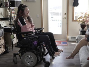 Mariah Braun (right) talks to Kiesha Mastrodimos for the documentary film "Able" which is in production and is expected to be released in 2022. 
PHOTO PROVIDED