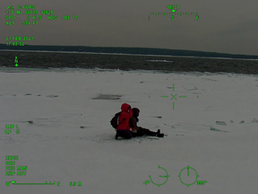 Two hikers were rescued from an ice floe after it broke away from the shore at Bruce Peninsula National Park on Sunday.