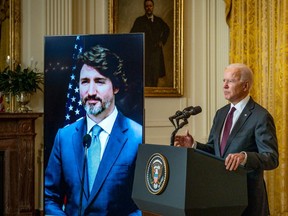 Prime Minister Justin Trudeau met virtually with President Joe Biden on Feb. 23, 2021.