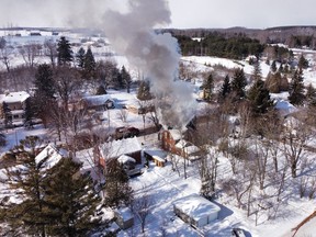 A drone was used to take this photograph of a Paisley house fire  Feb. 11.. (James Masters Photography)