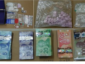 Items seized by members of the Grande RCMP Municipal Enforcement Drug Unit after members executed a search warrant at a residence in the Montrose neighbourhood of Grande Prairie, Feb. 12. A 57-year-old man charged with numerous charges of possession for the purpose of trafficking is to appear in Grande Prairie Provincial Court March 24.
PHOTO RCMP