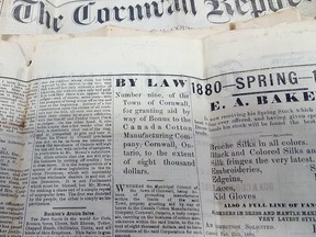 A collage of Cornwall Reporter print editions from the late 1880s.